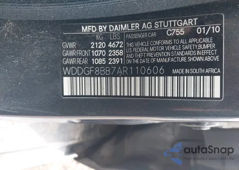 2010 Mercedes-Benz C 300 Luxury 4Matic/Sport 4Matic z USA, uszkodzony, nr VIN WDDGF8BB7AR110606